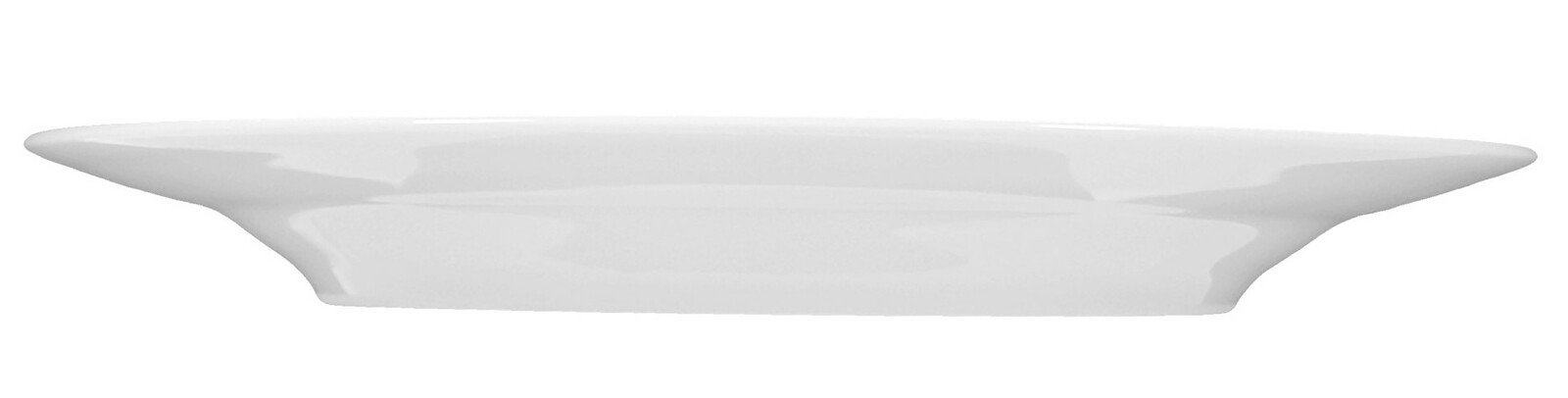 Seitenansicht eines weißen Frühstückstellers Rondo/Liane mit schlichtem Design.