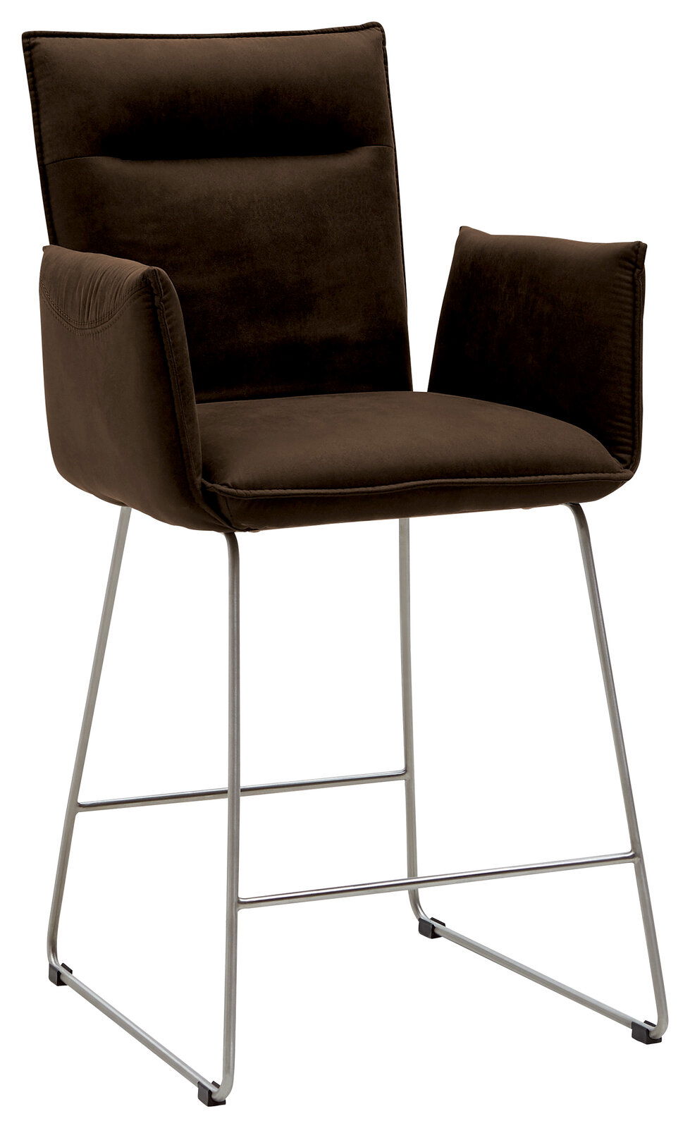 Valnatura Barsessel SCALA Moderner Barsessel mit braunem Stoffbezug und Metallgestell, seitliche Perspektive