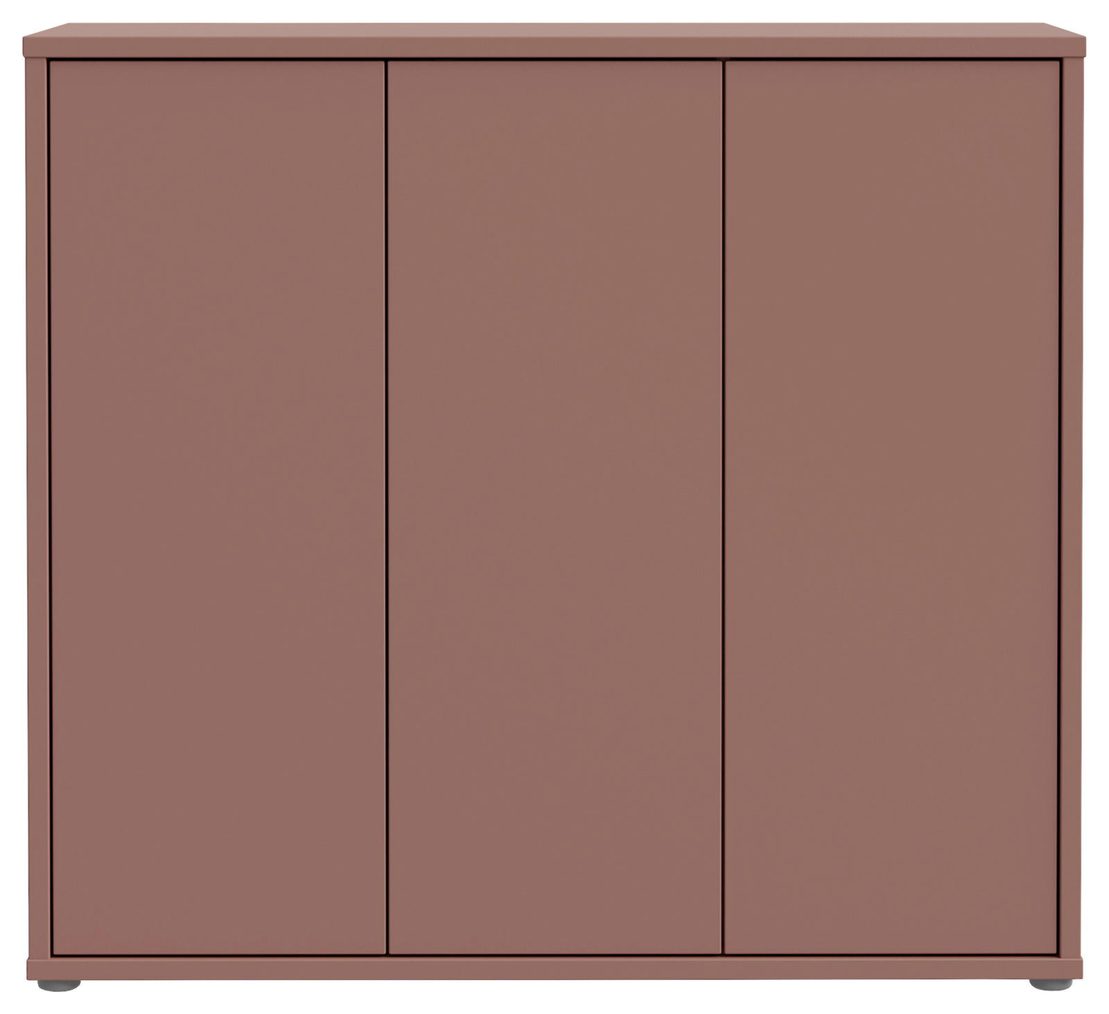 Vorderansicht eines braunen XL-Schuhschranks mit drei Türen.