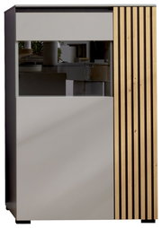 Modernes Highboard CASSANDO ARTA mit Holz- und Glaselementen, Frontansicht