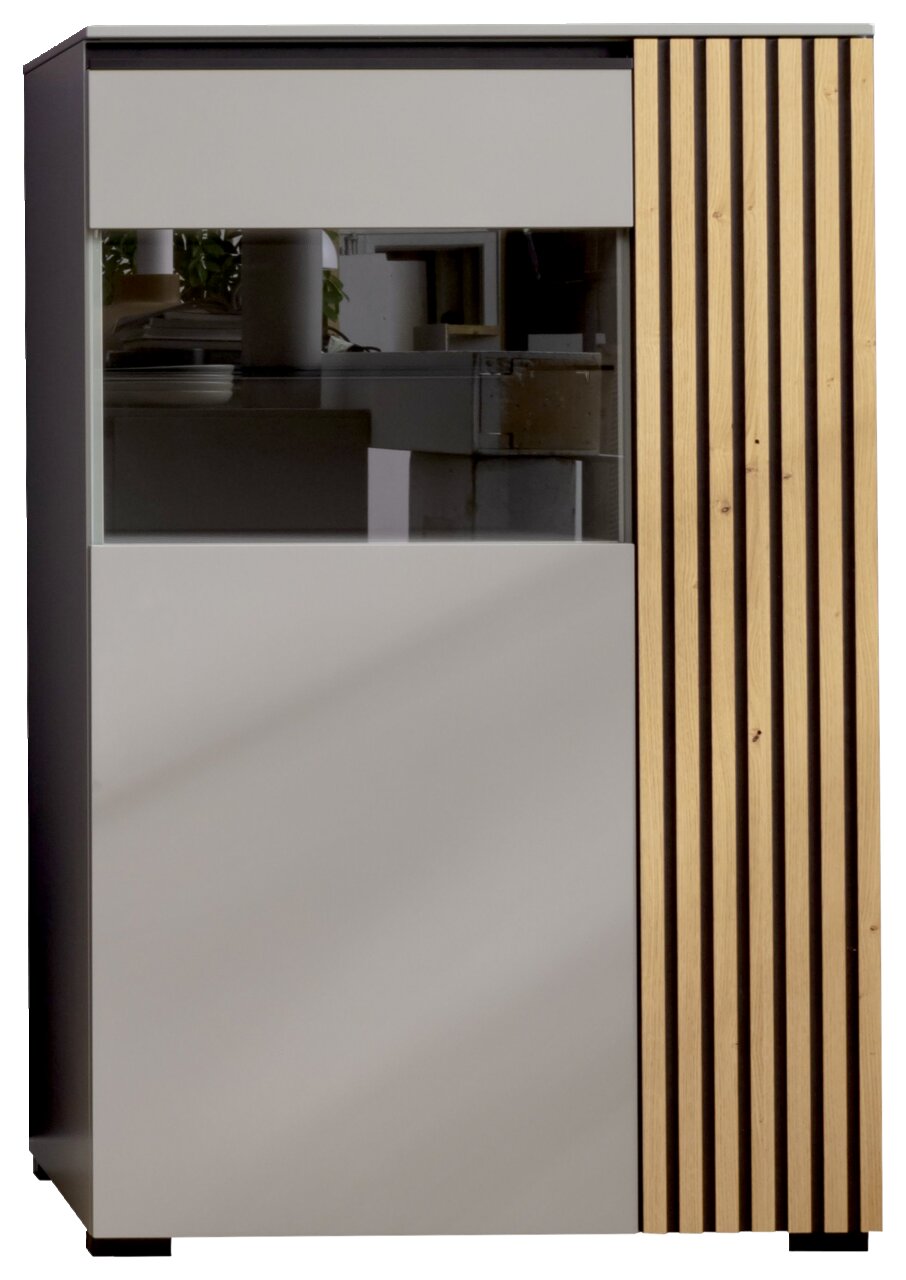 Moderano Hoog dressoir ARTA Modern hoogkast CASSANDO ARTA met houten en glazen elementen, vooraanzicht
