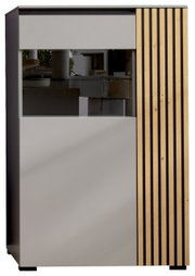 Modern hoogkast CASSANDO ARTA met houten en glazen elementen, vooraanzicht