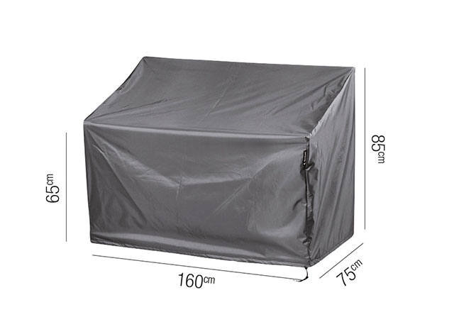Zurbrüggen Bankhülle AeroCover Graue Bankhülle in schräger Perspektive mit den Maßen 160 cm Breite, 75 cm Tiefe und 85 cm Höhe.