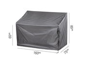 Graue Bankhülle in schräger Perspektive mit den Maßen 160 cm Breite, 75 cm Tiefe und 85 cm Höhe.