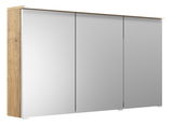 Spiegelschrank mit drei Türen und Holzseitenansicht, perspektivisch von links