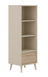 Schmales Standregal Paidi EEFJE mit zwei offenen Fächern und einer Schublade, seitliche Perspektive