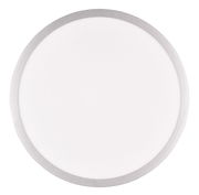 Runde Deckenleuchte YUMA in Draufsicht mit silbernem Rand und weißer Oberfläche