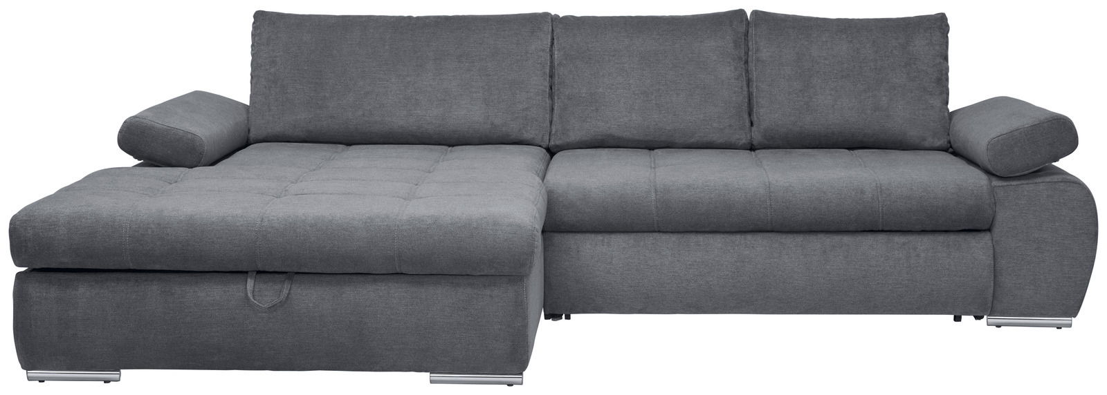 Graues Ecksofa mit Ottomane links, Frontalansicht