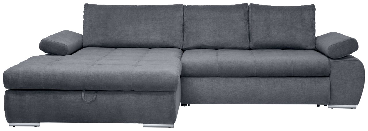 Graues Ecksofa mit Ottomane links, Frontalansicht