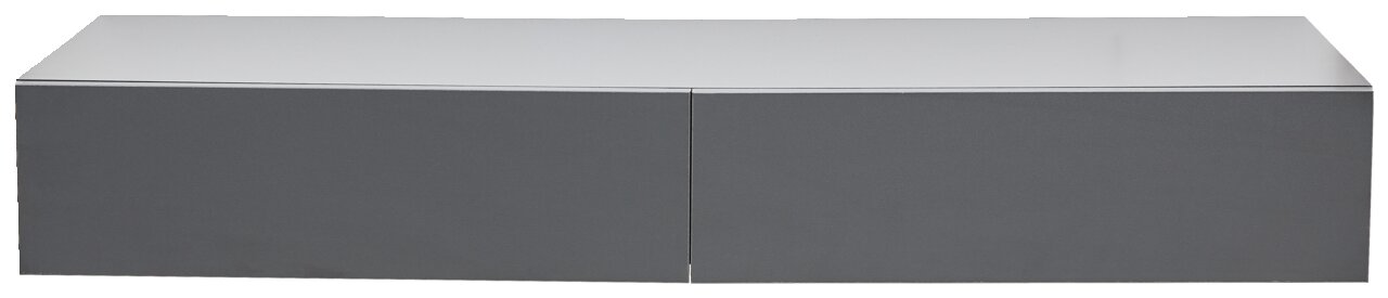 Moderne grijze wandconsole, gezien vanaf de voorkant