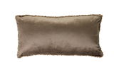 Braunes rechteckiges Kissen 60x30 cm mit flauschigem Rand, Vorderansicht