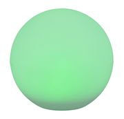 Grüne, kugelförmige Solar-Außenleuchte MELO, frontal betrachtet.