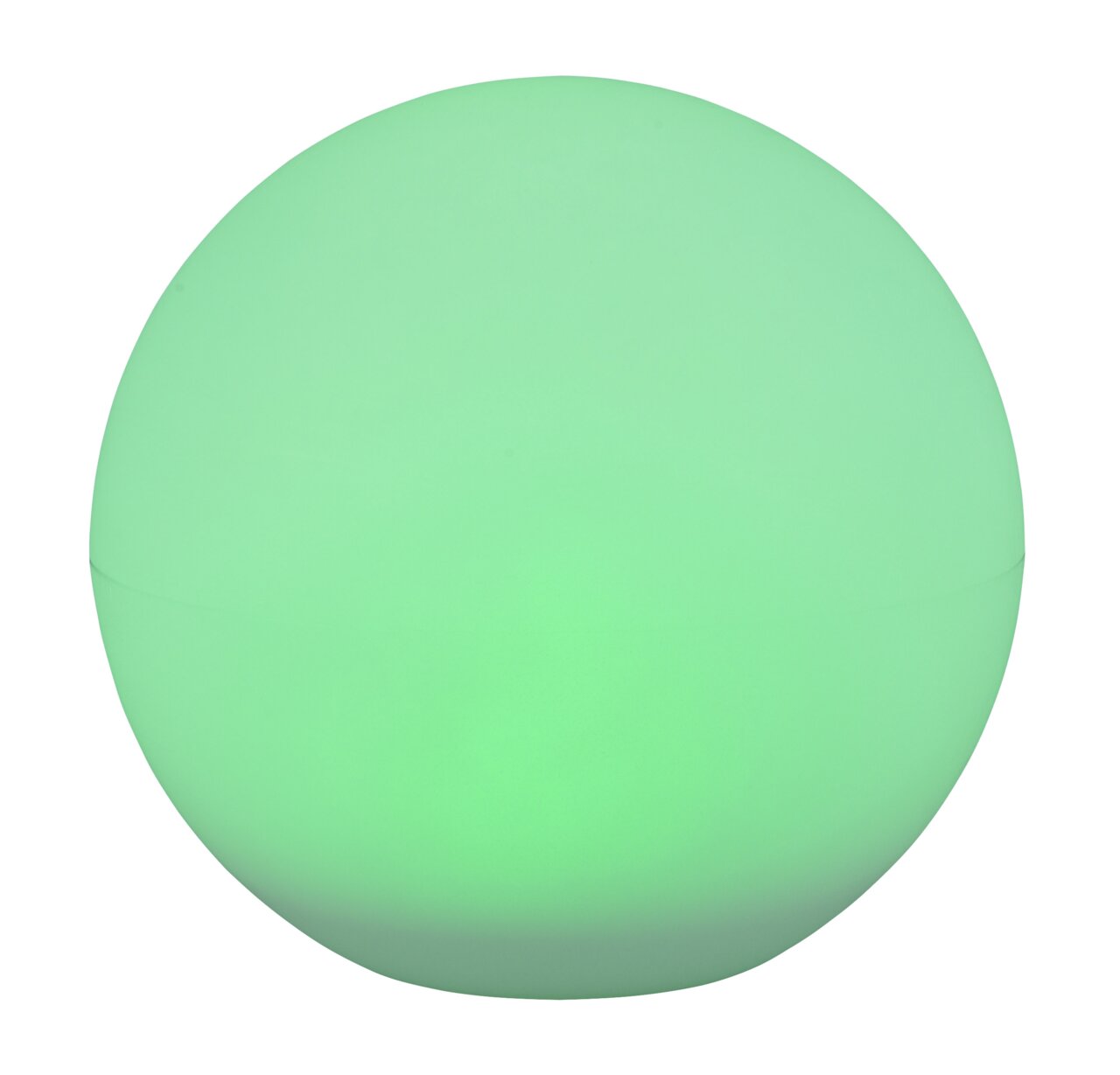 Grüne, kugelförmige Solar-Außenleuchte MELO, frontal betrachtet.