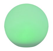 Grüne, kugelförmige Solar-Außenleuchte MELO, frontal betrachtet.