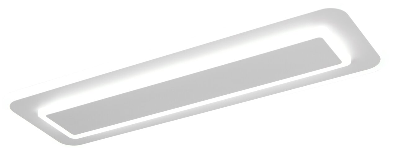 Rechteckige LED-Deckenleuchte in Weiß, seitliche Perspektive