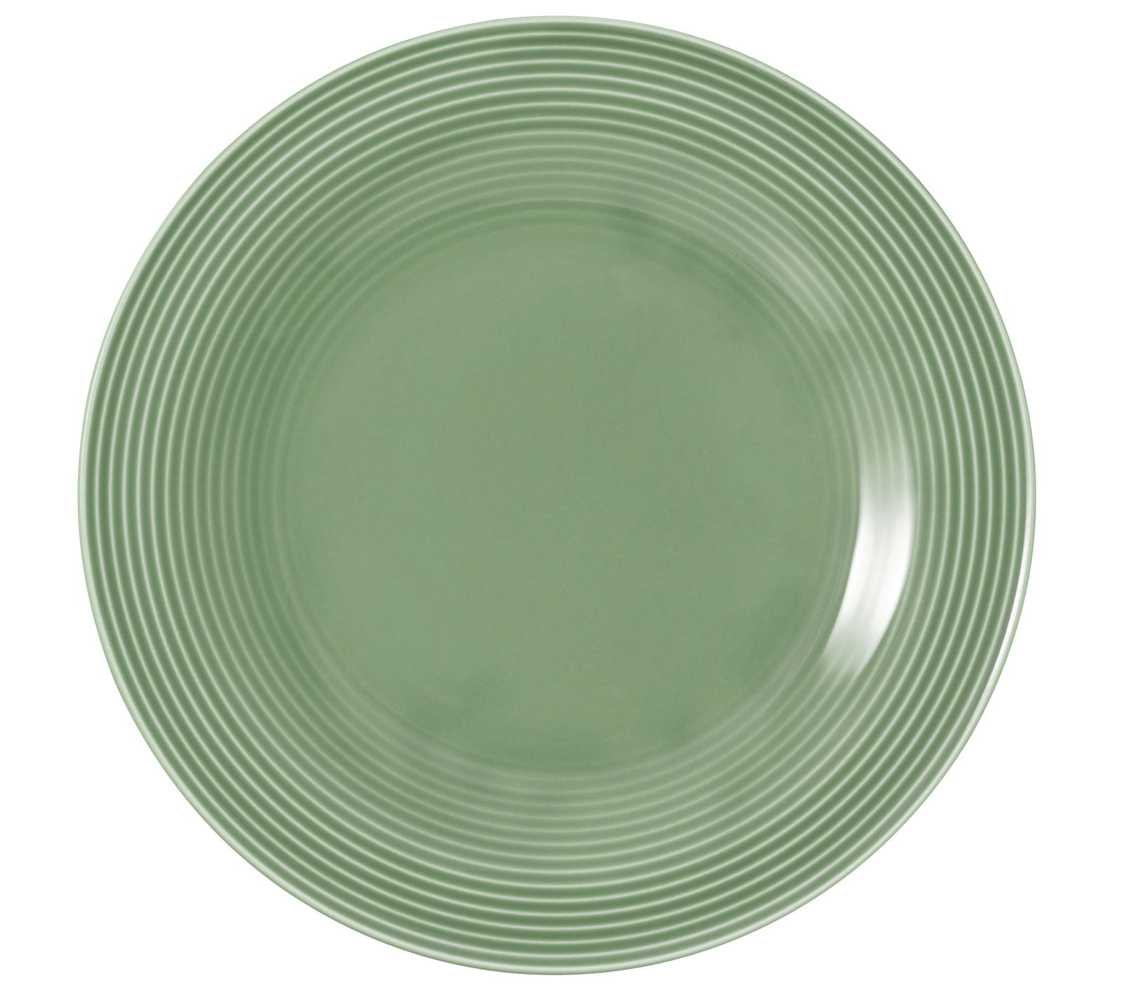 Grüner Frühstücksteller mit geriffeltem Rand, Draufsicht