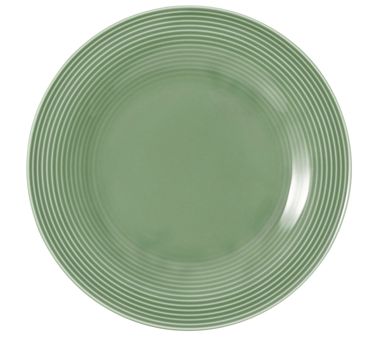 Grüner Frühstücksteller mit geriffeltem Rand, Draufsicht