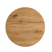 Runde Tischplatte aus Holz in Vogelperspektive