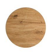 Runde Tischplatte aus Holz in Vogelperspektive