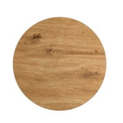 Runde Tischplatte aus Holz in Vogelperspektive