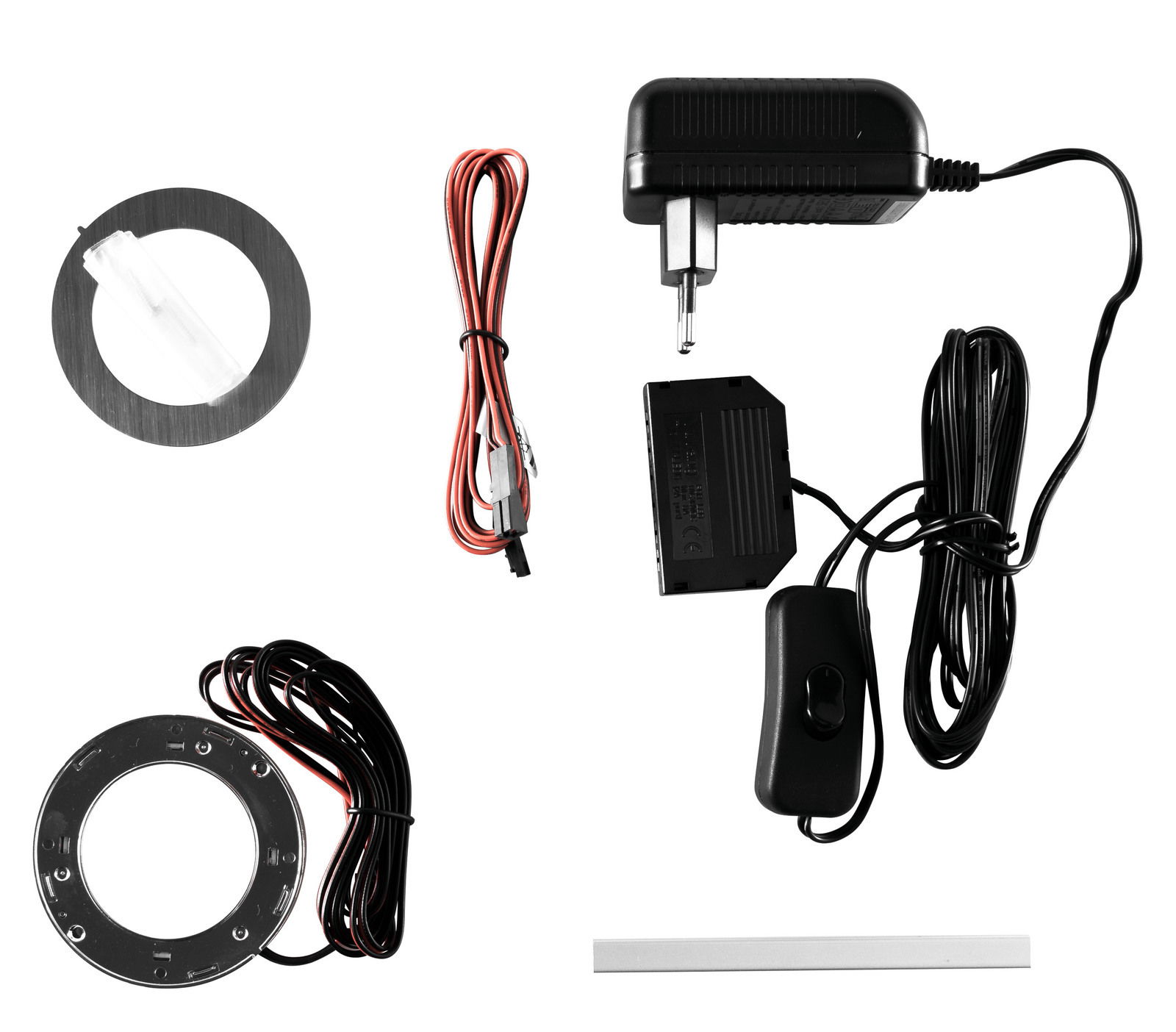 Novel LED-Flat-Powerspot MANITOBA LED-Flat-Powerspot Set mit Netzteil, Kabeln und Montagering, Ansicht von oben