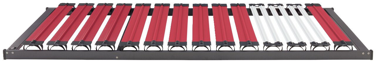 Dieter Knoll Fiberglasrahmen CARELLA Fiberglasrahmen 90 x 200 cm, Ansicht von oben, mit roten und weißen Latten