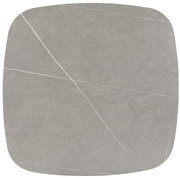 Draufsicht auf eine quadratische Tischplatte aus grauem Marmor mit feinen weißen Adern.