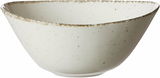 Beige Servierschale mit gesprenkeltem Design, seitliche Perspektive