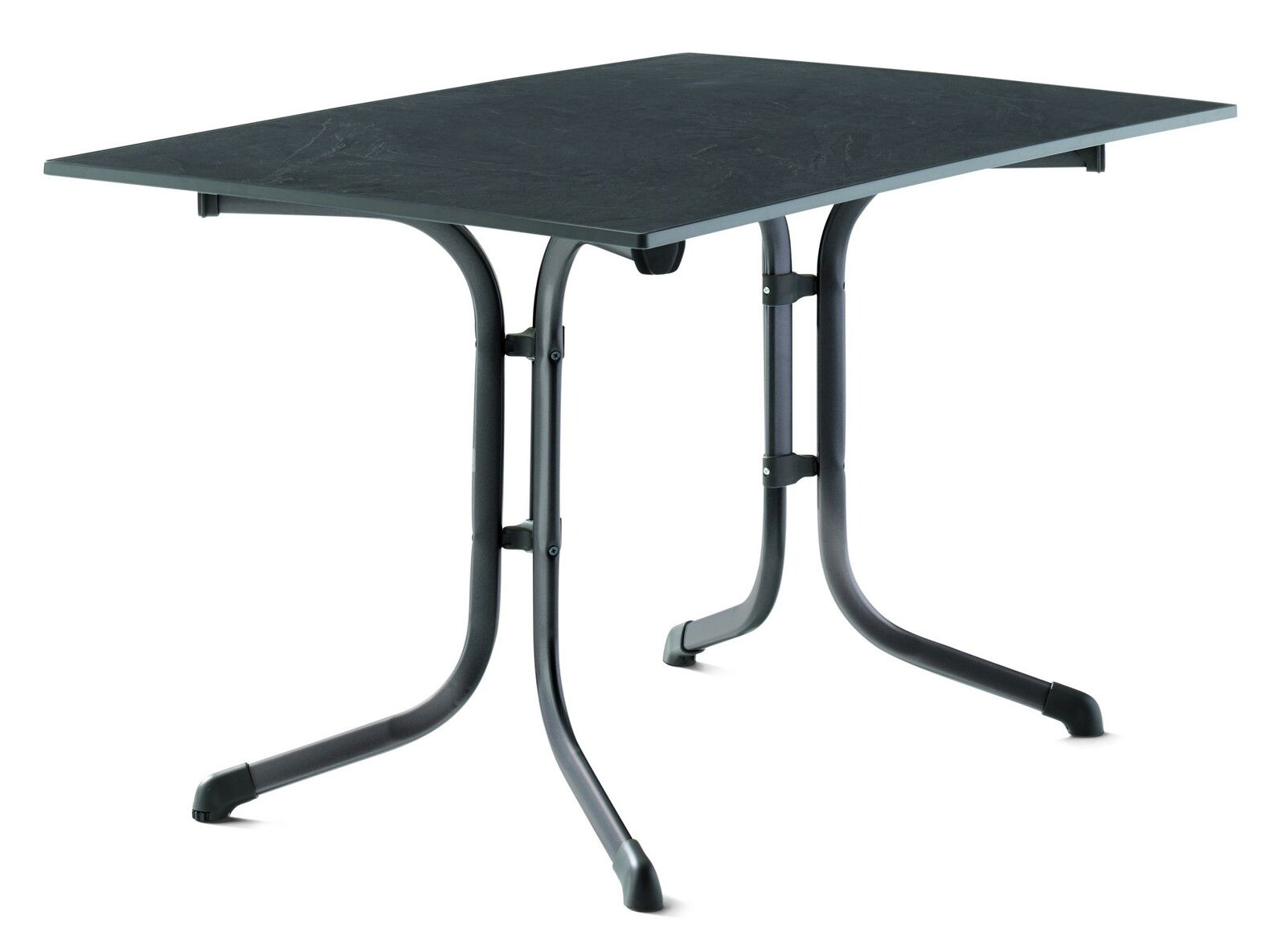 Klapptisch 120x80 cm in Eisengrau, seitliche Perspektive