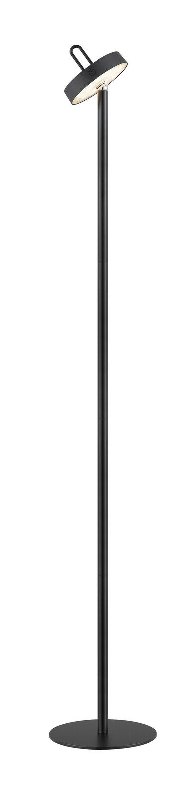 Just Light Stehleuchte AMAG Schwarze Stehleuchte AMAG mit rundem Lampenschirm, seitliche Perspektive
