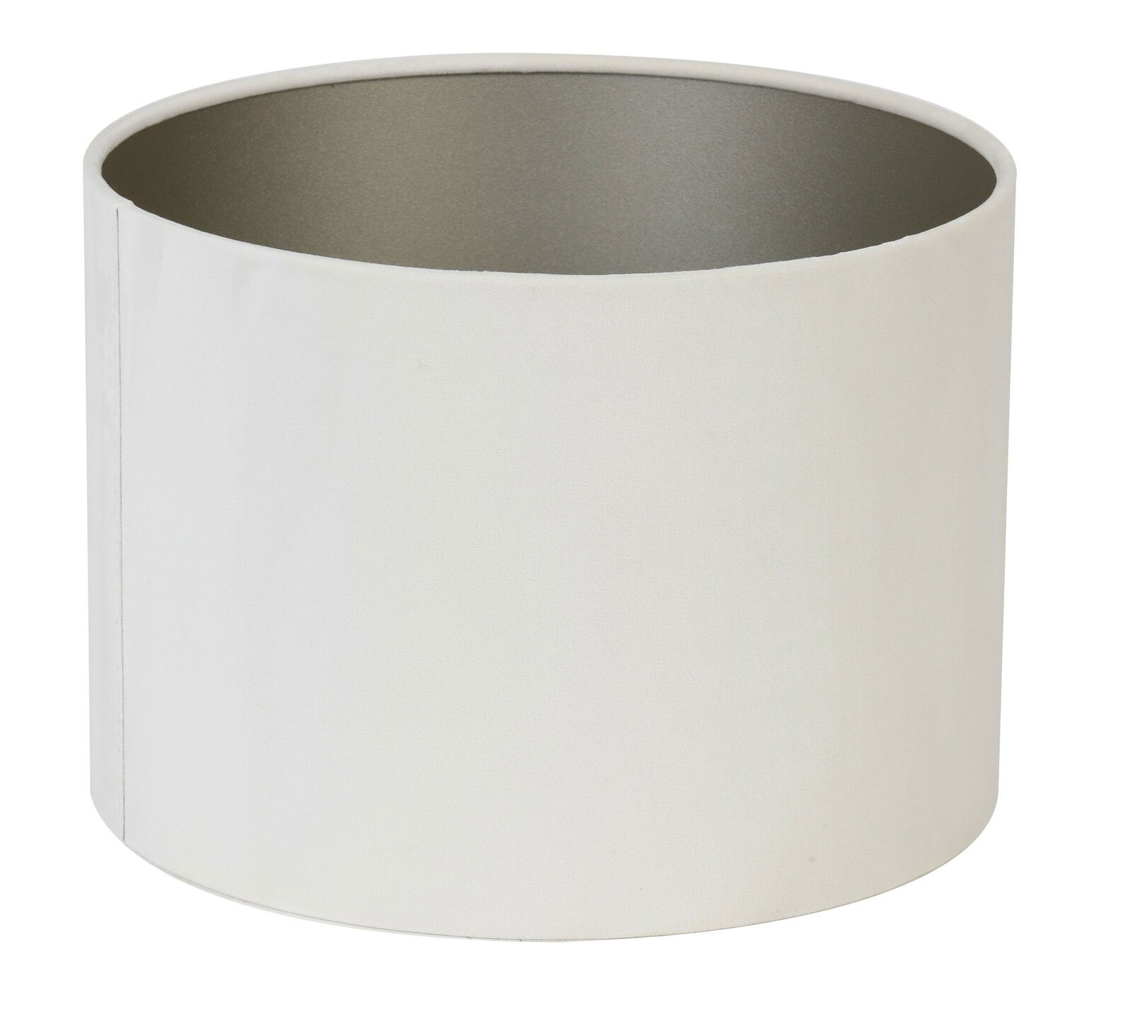 Zylindrischer Lampenschirm in Weiß, seitliche Perspektive