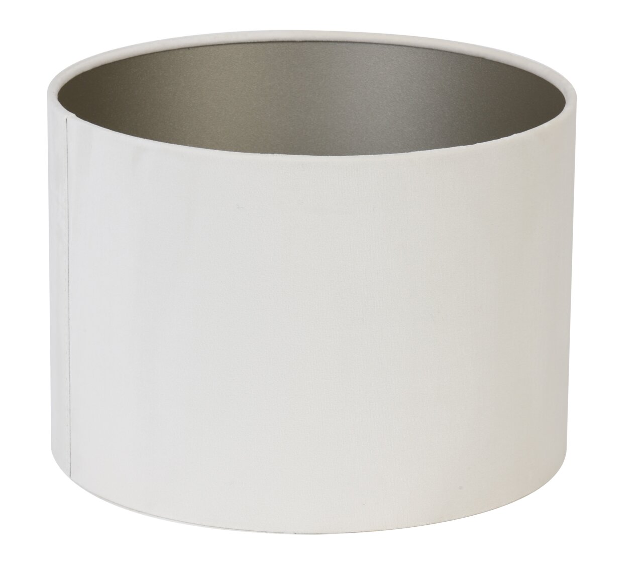 Zylindrischer Lampenschirm in Weiß, seitliche Perspektive