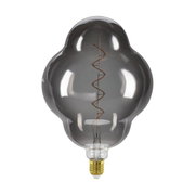 Große, dekorative Glühbirne mit spiralförmigem Filament, frontal abgebildet.