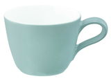 Espressotasse in sanftem Grün, seitliche Perspektive