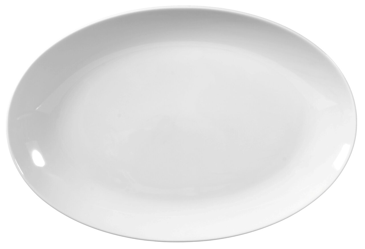 Ovale weiße Platte Rondo/Liane, 31 cm, Draufsicht