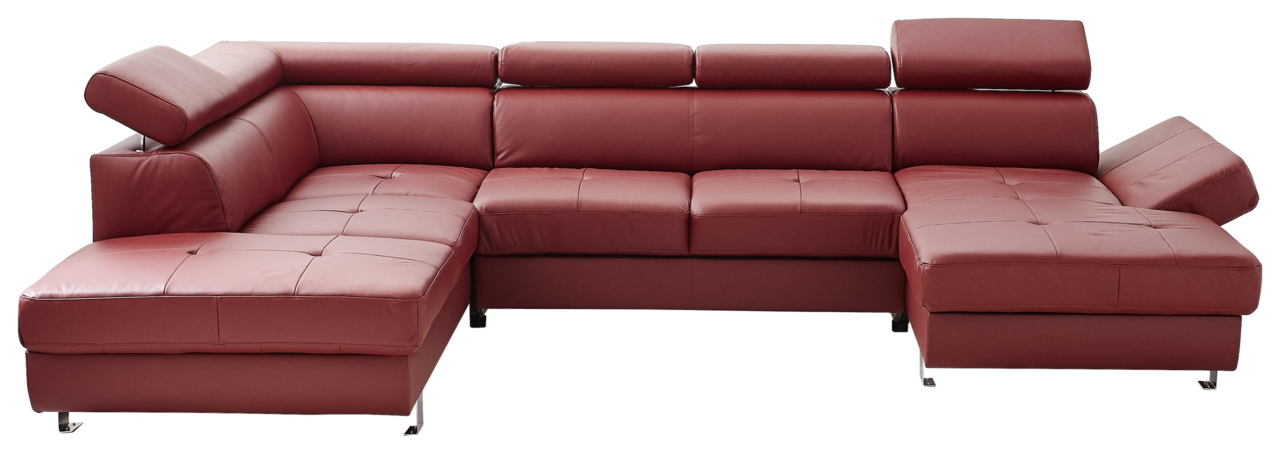 Stylife Wohnlandschaft TORINO Rote Polsterrundecke TORINO von Stylife in L-Form mit verstellbaren Kopfstützen, seitliche Perspektive