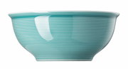 Müslischale 16 cm Ice Blue, seitliche Ansicht, mit feinen horizontalen Rillen und glatter Oberfläche in einem sanften Blau.