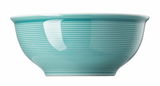 Müslischale 16 cm Ice Blue, seitliche Ansicht, mit feinen horizontalen Rillen und glatter Oberfläche in einem sanften Blau.