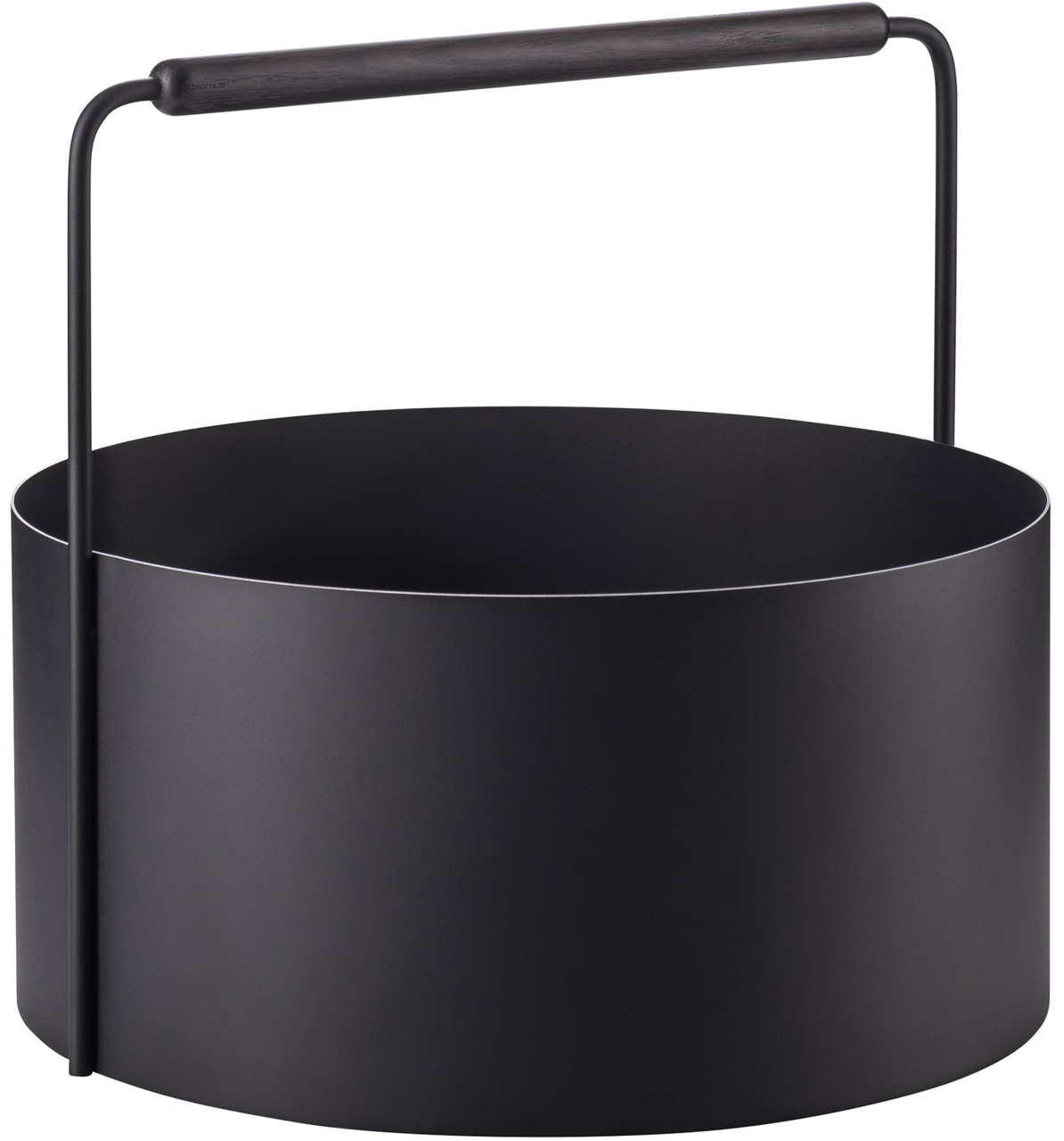 blomus Feuerholz-Korb ASHI Schwarzer, runder Feuerholz-Korb mit Griff, seitliche Perspektive
