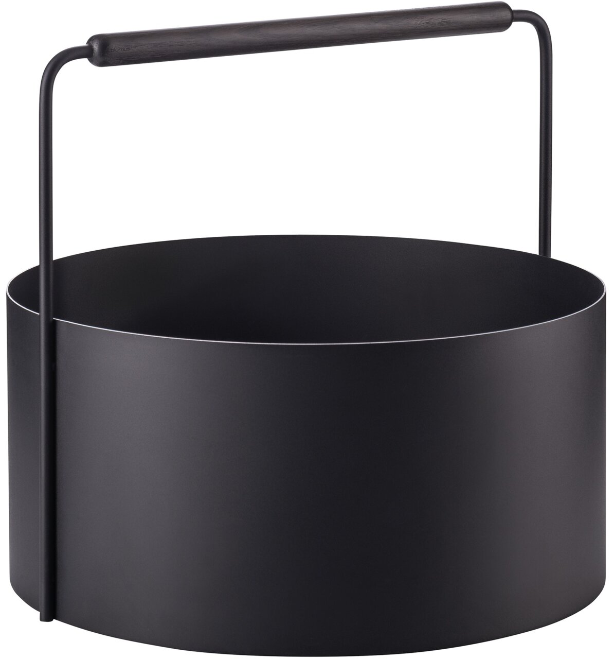 blomus Feuerholz-Korb ASHI Schwarzer, runder Feuerholz-Korb mit Griff, seitliche Perspektive