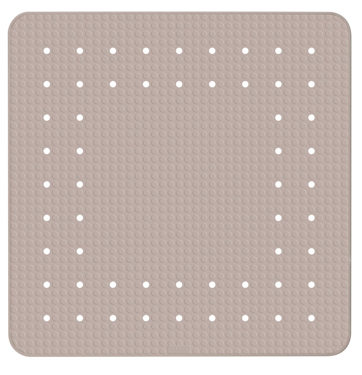 Duscheinlage Mirasol in Taupe, quadratisch mit rutschfester Struktur und Löchern, Draufsicht