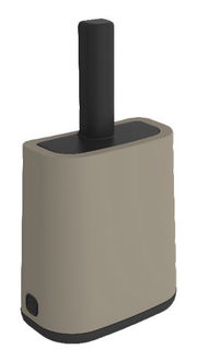 Beige-graues Katzenstreu Reinigungsset mit schwarzem Griff, seitliche Perspektive