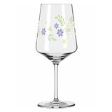 Weinglas mit floralem Muster in Seitenansicht