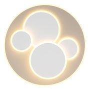 Runde LED-Deckenleuchte mit mehreren leuchtenden Kreisen, Ansicht von unten.