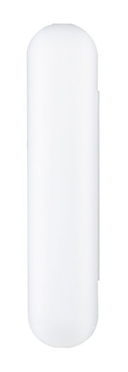 Weiße Kabelhülle in zylindrischer Form, frontal betrachtet