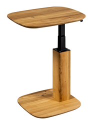 Moderner Beistelltisch aus Holz mit verstellbarer Höhe, seitliche Perspektive