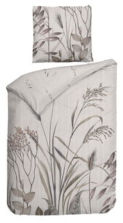 Bettwäsche-Set mit floralem Muster in Naturtönen, Draufsicht