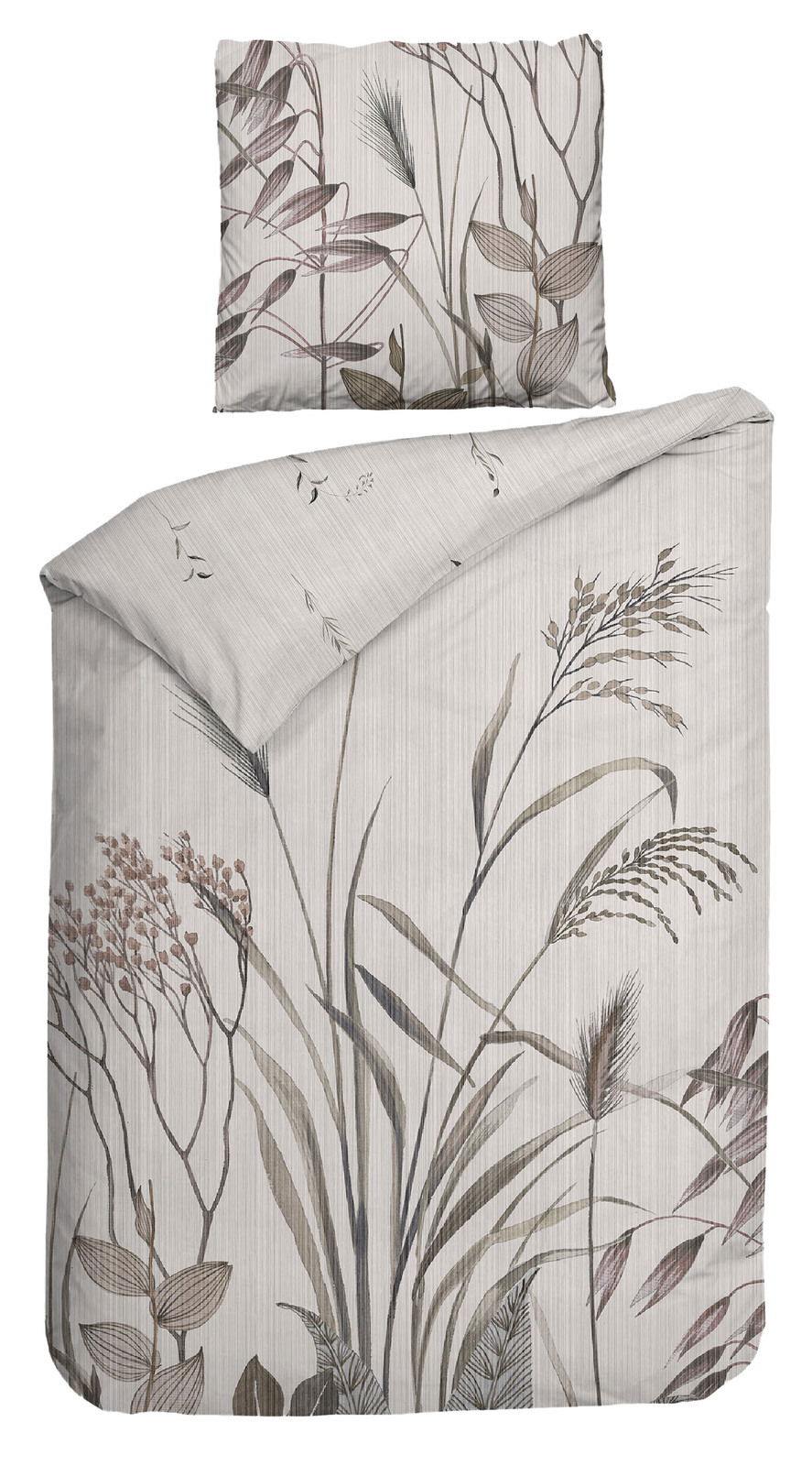 Bettwäsche-Set mit floralem Muster in Naturtönen, Draufsicht