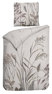 Bettwäsche-Set mit floralem Muster in Naturtönen, Draufsicht