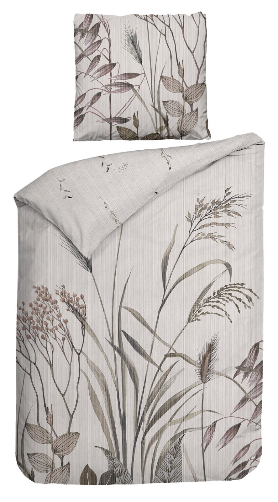 Bettwäsche-Set mit floralem Muster in Naturtönen, Draufsicht